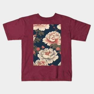 Japanese Peony Kimono Pattern Kids T-Shirt